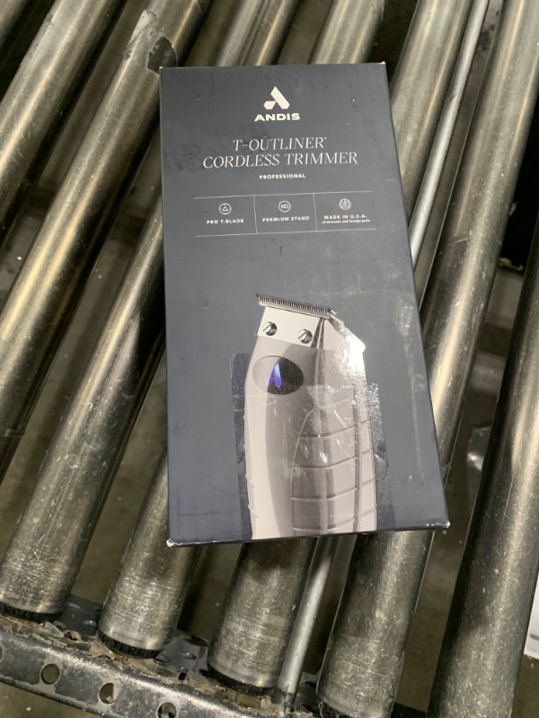 Photo 1 of Andis 74055 Professional Corded/Cordless Hair & Beard Trimmer, Zero Gapped, Close Cutting Carbon Steel T-Outliner Blade, Grey