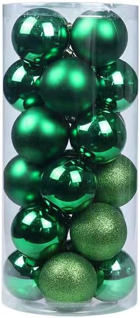 Photo 1 of 24Pcs Christmas Balls Ornaments Christmas Decorations 24 Pieces Balls Tree Ornaments Decorative Ball Hanging Decorations (Green, 1.57inch) 