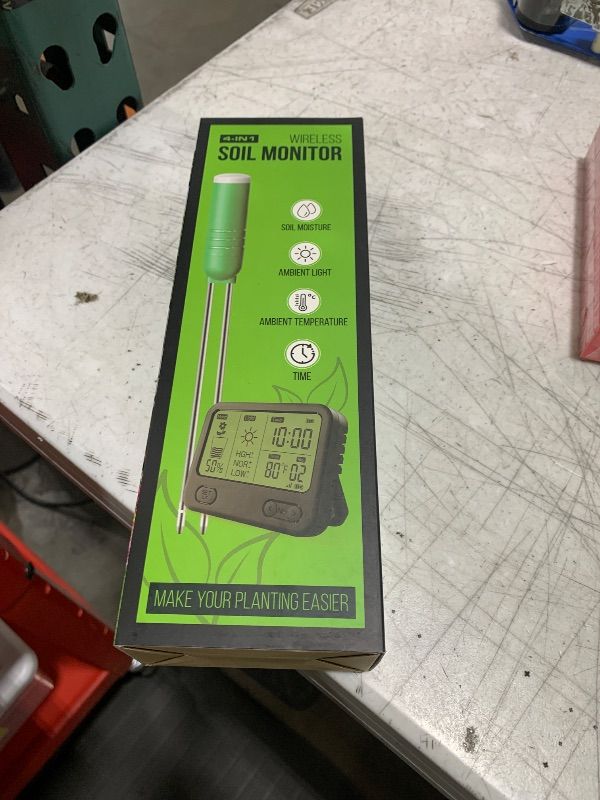 Photo 1 of VODESON 4in1 Plant Soil Moisture Meter with 230ft RF Wireless Includes Battery-Waterproof & LCD Display for Moisture,Temp,Sunlight,Time,Ideal for Garden, Farm, Lawn Care-Outdoor Plant Monitoring