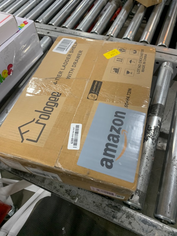 Photo 1 of Furologee 4 Tier Ladder Shelf, Narrow Ladder Book Shelf with Drawer, Modern Bookcase Freestanding Shelf Units, Storage Shelves Organizer for Bedroom, Living Room, Bathroom, Home Office, Rustic Brown