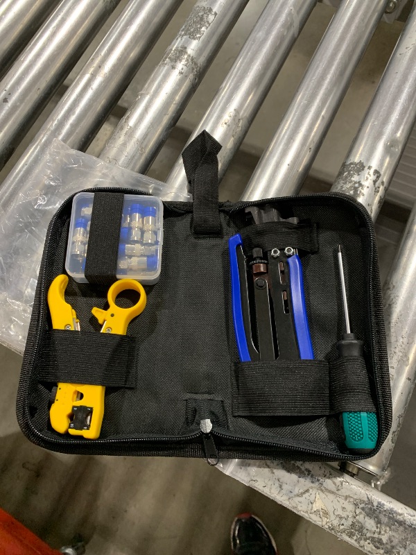 Photo 1 of KOTTO Coax Cable Crimper Kit, Compression Tool Coax Adjustable RG6 RG59 RG11 75-5 75-7 Coaxial Cable Stripper with 20 PCS F Compression Connectors