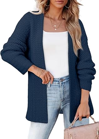 Photo 1 of SHEWIN Women's Open Front Sweater Cardigan Casual Long Sleeve Knit Lightweight Outwear Coat 