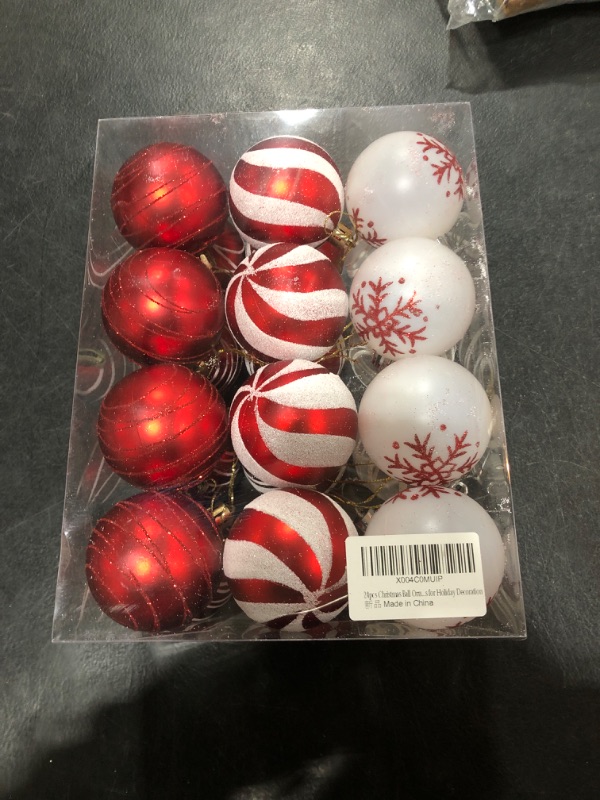 Photo 2 of 24pcs Christmas Ball Ornaments 2.4"/60mm Christmas Balls Xmas Decorative Christmas Tree Hanging Ornaments for Holiday Decoration