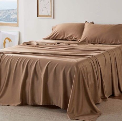 Photo 1 of (QUEEN) Bedsure Lyocell Cotton Blend Washed Sheet Set
