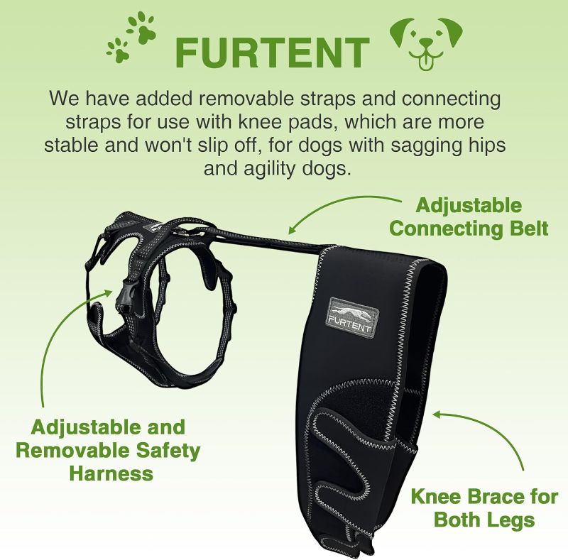 Photo 3 of (GOOD/FAIR) Furtent Dog Knee Brace for Torn ACL Hind Leg - Keeps Joints Warm and Stable, Upgraded Adjustable Leg Support, Dogs Rear Leg Wrap Harness Set for Leg Wound Care and Lick Prevention