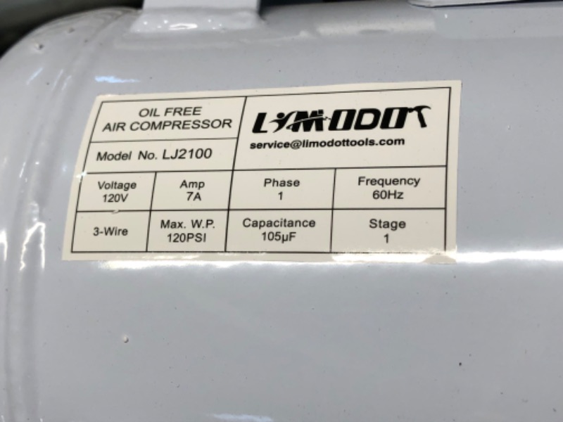 Photo 5 of ***USED - DAMAGED - BENT - POWERS ON - UNABLE TO TEST FURTHER - SEE PICTURES***
Air Compressor, Ultra Quiet, Only 60dB, 2 Gallon Steel Air Tank, Oil Free, 2.5 CFM at 90 PSI, Fast 14s Recovery Time, Ideal For Shop, Garage, Nail Gun, Pneumatic Tools, 1HP