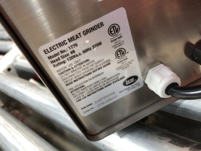 Photo 1 of * MISSING PARTS* LEM Products BigBite #8 Meat Grinder, 0.50 HP Stainless Steel Electric Meat Grinder Machine, Ideal for Regular Use