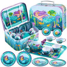 Photo 1 of * MISSING PARTS* JOYIN Cute Under The Sea Mermaid Pretend Tin Teapot Set for Tea Party and Kids Kitchen Pretend Play