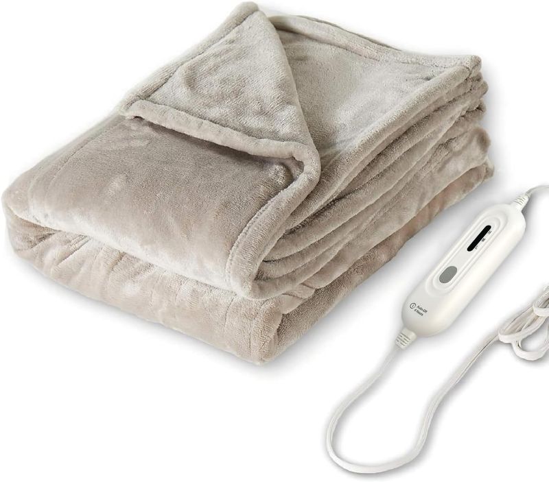 Photo 1 of Heated Electric Throw Blanket, Throw Size 50"x60" Cozy Flannel Heating Blanket with 4 Heat Levels & 3 Hours Auto Off,Winter Comfort Sleep, Home Essentials - Light Brown