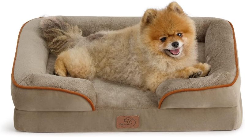 Photo 1 of **MISSING BOTTOM FOUNDATION MAT**
Bedsure Small Orthopedic Dog Bed - Washable Bolster Dog Sofa Beds for Small Dogs, Supportive Foam Pet Couch Bed with Removable Washable Cover, Waterproof Lining and Nonskid Bottom Couch, Hazel