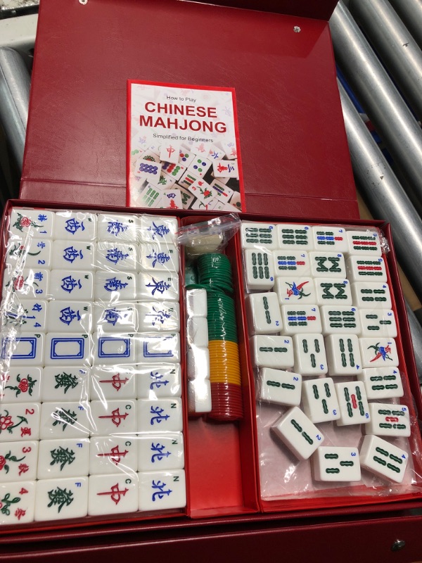 Photo 2 of **MISSING PIECES***
GUSTARIA Chinese Mahjong Game Set, Large (1.5") 144 Numbered Green Tiles, 2 Spare Tiles, Complete Mahjongg Set with Beautiful Carrying Travel Case