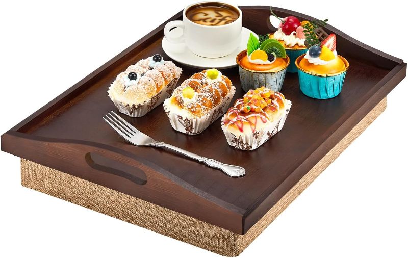 Photo 1 of ***CRACK ACROSS TRAY**
Tioncy Bamboo Lap Tray with Detachable Pillow 16.9'' x 13'' Lap TV Trays Lap Desk with Handles for Adults Eating in Recliner Breakfast Housewarming Gift(Walnut Brown,1 Piece)