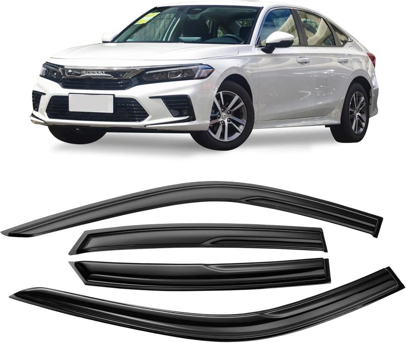 Photo 1 of **MISSING 1 FRONT WINDOW VISOR**
Smoke Tinted Tape-On Side Window Visor Deflectors Rain Guards Designed for Honda Civic Sedan 2022 2023 LX EX SI HPT Sport Touring?4pcs?