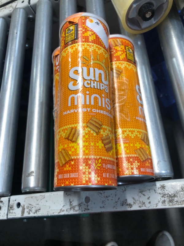 Photo 1 of ***NON REFUNDABLE****3 COUNT* SunChips Minis, Harvest Cheddar Whole Grain Chips, 3.75 oz Canister