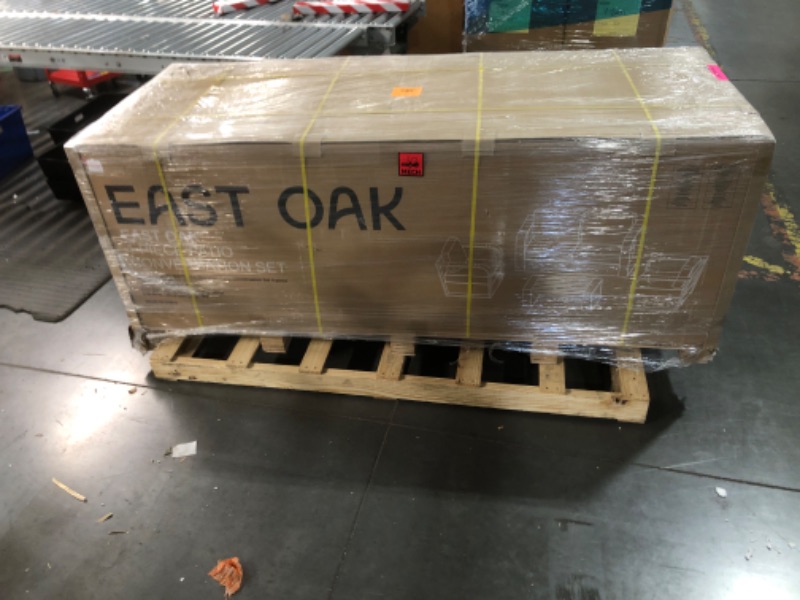 Photo 2 of ***FACTORY SEALED*** **Truck or Trailer Pickup only** EAST OAK Signature 4 Pieces Patio Furniture Set, Outdoor Furniture with Aluminum Frame, Deep Seating Outdoor Loveseat and Coffee Table, Modern Patio Conversation Set for Lawn and Porch, Coffee & Beige