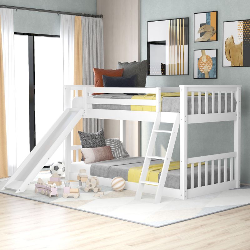 Photo 1 of ***BOX 2 of 2 ONLY NON-REFUNDABLE*** Twin Over Twin Bunk Bed w/ Convertible Slide & Ladder, White FedEx/UPS
