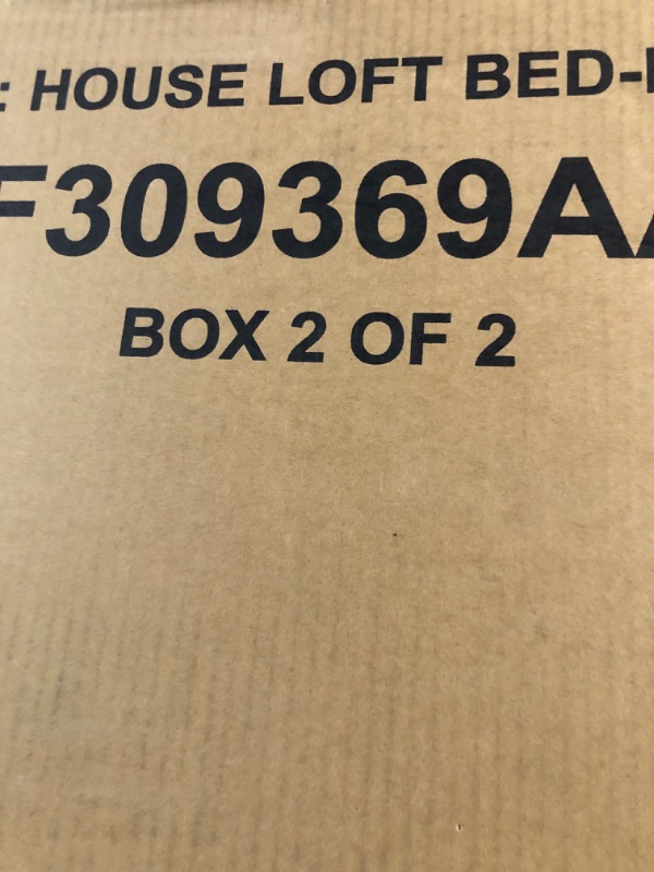 Photo 4 of ***Box 2 of 2 Only, Non-Refundable** BOVZA Twin Size House Loft Bed with Stairs and Roof, Kids Metal Low Loft Bed Frame with a Storage Box and Saftey Guardrails for Teens Boys, Black+White