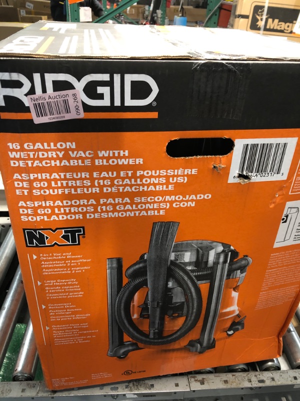 Photo 2 of ***USED - INCOMPLETE - MISSING PARTS - POWERS ON - UNABLE TO TEST FURTHER***
16 Gallon 6.5 Peak HP NXT Shop Vac Wet Dry Vacuum with Detachable Blower, Filter, Locking Hose and Accessories
