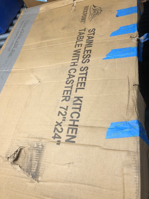 Photo 1 of ROCKPOINT Stainless Steel Table for Prep & Work with Caster Wheels 72x24 Inches, NSF Metal Commercial Kitchen Table with Adjustable Under Shelf and Table Foot for Restaurant, Home and Hotel