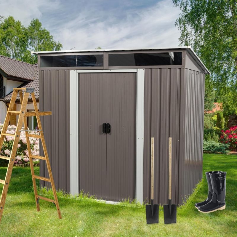 Photo 1 of ***NONREFUNDABLE - INCOMPLETE - DAMAGED - SEE COMMENTS***
LUSPAZ 6FT x 5FT Storage Shed with Lockable Door, Outdoor Storage Shed with Transparent Board, Metal Garden Shed Kit with Waterproof Roof and Sturdy Base Plate, Suitable for Backyard, Patio, Gray
