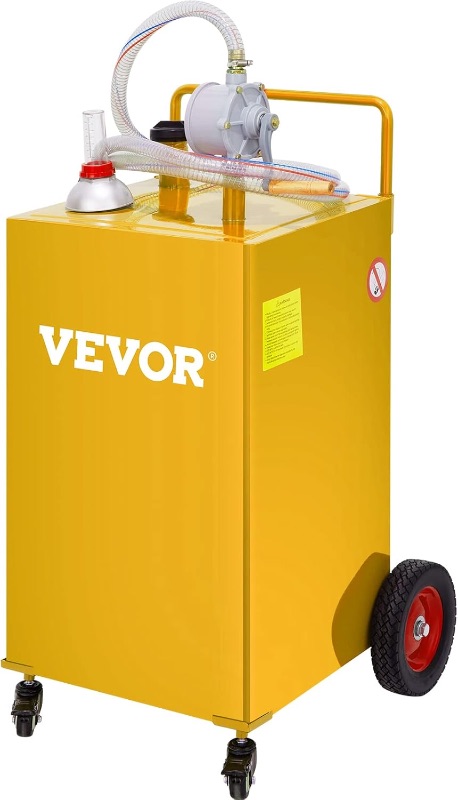 Photo 1 of 
VEVOR Fuel Caddy, 35 Gallon, Gas Storage Tank on 4 Wheels, with Manual Transfer Pump, Gasoline Diesel Fuel Container for Cars, Lawn Mowers, ATVs, Boats,...