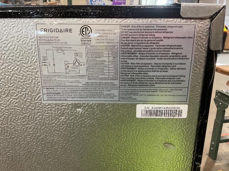 Photo 3 of Frigidaire 7.5 cu ft Compact Refrigerator - EFR751