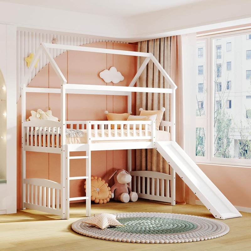 Photo 1 of House Loft Bunk Bed Frames with Slide 