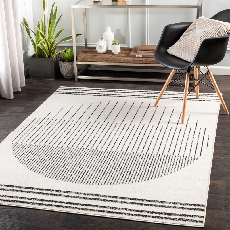 Photo 1 of Livabliss Penrod Modern Geometric Area Rug,5' x 7',Black/Ivory
