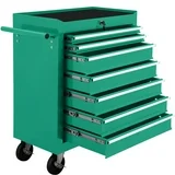 Photo 1 of 7-Drawer Steel Rolling Tool Box on Wheels for Workshop Garage, Green