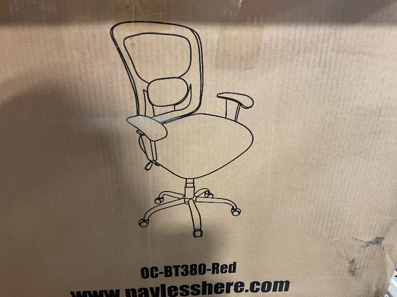 Photo 1 of Big and Tall Office Chair 400lbs Desk Chair Mesh Computer Chair with Lumbar Support Wide Seat Adjust Arms Rolling Swivel High Back Task Executive Ergonomic Chair,Red