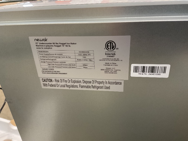 Photo 6 of ***near perfect item,but has chipped paint on door corner
Newair 15" Undercounter Nugget Ice Maker, Pebble Ice Maker Producing 66 lbs. Daily, Built-in or Freestanding in Stainless Steel, Sonic Ice Makers for Home, Bar, Restaurant