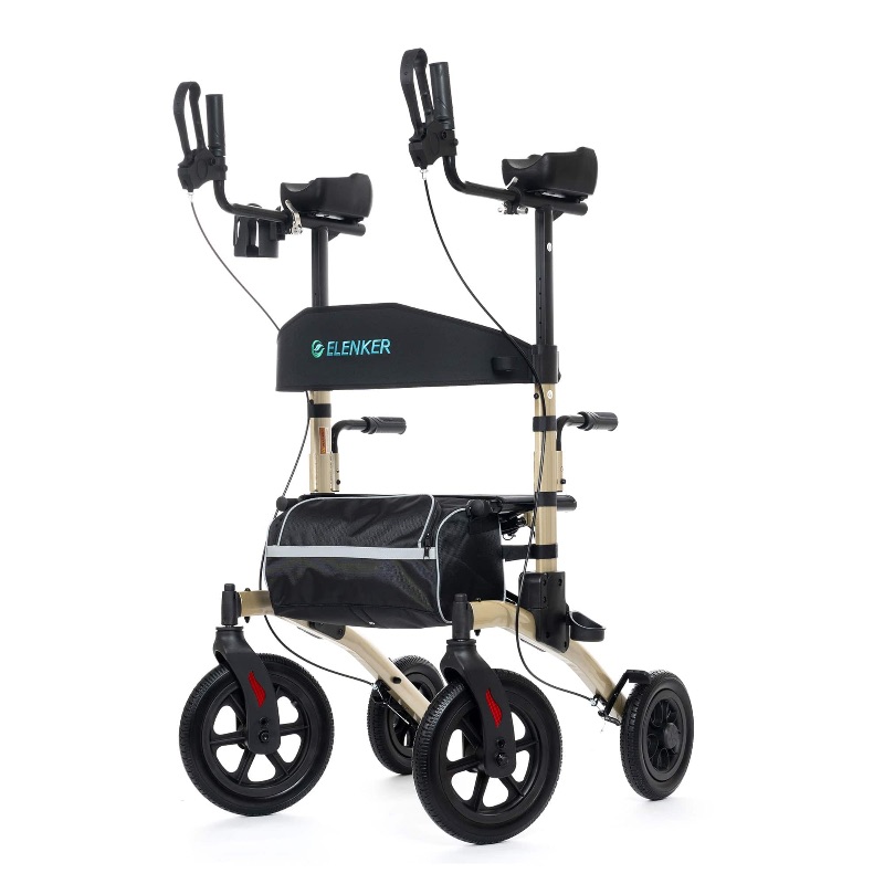 Photo 1 of ELENKER ® HFK-9240-2 All-Terrain Upright Rollator Walker 12” Champagne