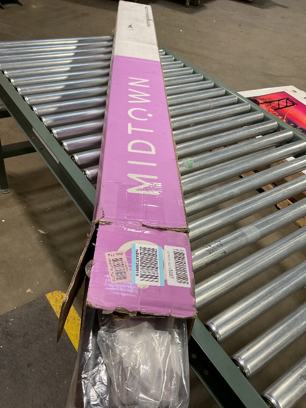 Photo 1 of MIDTOWN UMBRELLAS The Lean 8 Feet Outdoor Umbrella With Terylast Matter Stripes (Grey/White Stripes) Polyester Fabric - Auto-Tilt Aluminum Frame Patio Umbrella For Deck, Garden, Pool - Black Pole