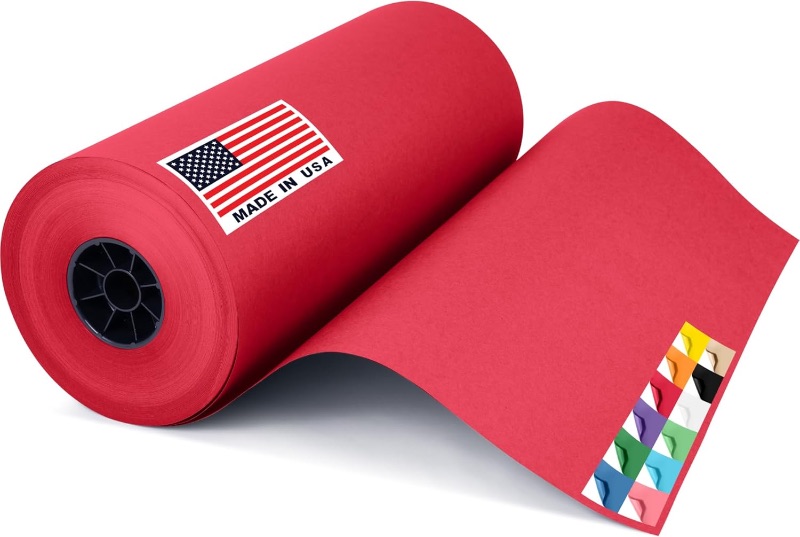 Photo 1 of ****previously used roll is not complete
\Paclord Red Kraft Paper Roll, Industrial Size, 3-inch Core – American Quality Colored Kraft Paper for School, Gift Wrapping,...