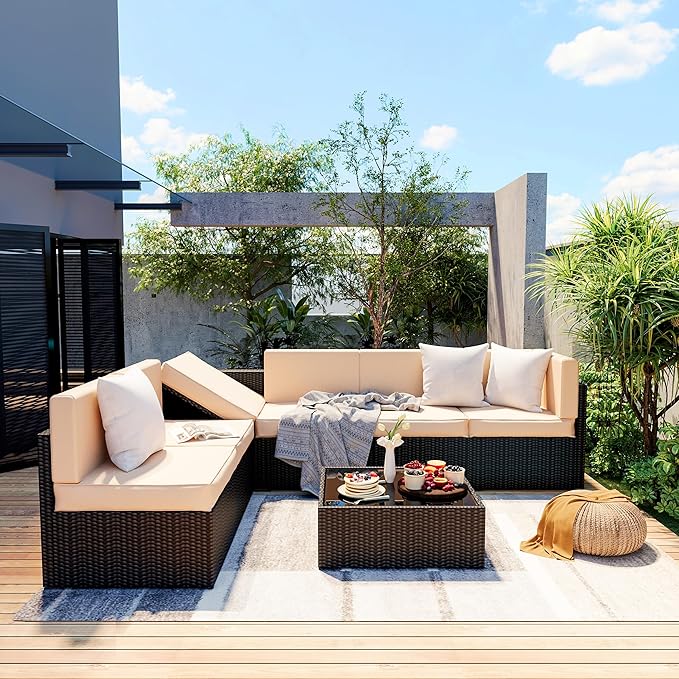 Photo 1 of *PARTIAL SET*
Pamapic 7 Pieces Outdoor Sectional Furniture?Wicker Patio sectional Furniture Sets?All-Weather Rattan Sectional Sofa Conversation Set with Coffee Table and Washable Couch Cushions Covers