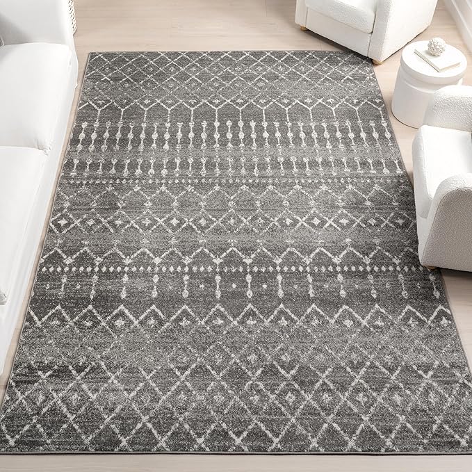 Photo 1 of Area Rug, Dark Grey, Faded Bohemian Design, Stain Resistant, For Bedroom, Dining Room, Living Room, Hallway, Office, Kitchen, Entryway