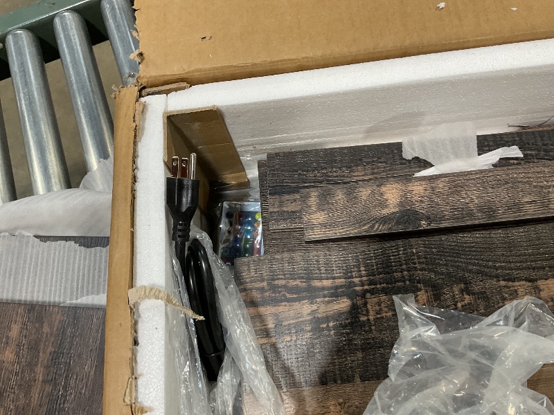 Photo 1 of YITAHOME Large Record Player Stand with Power Outlets & LED Lights, Vinyl Record Storage Table with Display Shelf Holds Up to 120 Albums, Turntable Stand for Living Room, Bedroom, Dark Rustic Oak