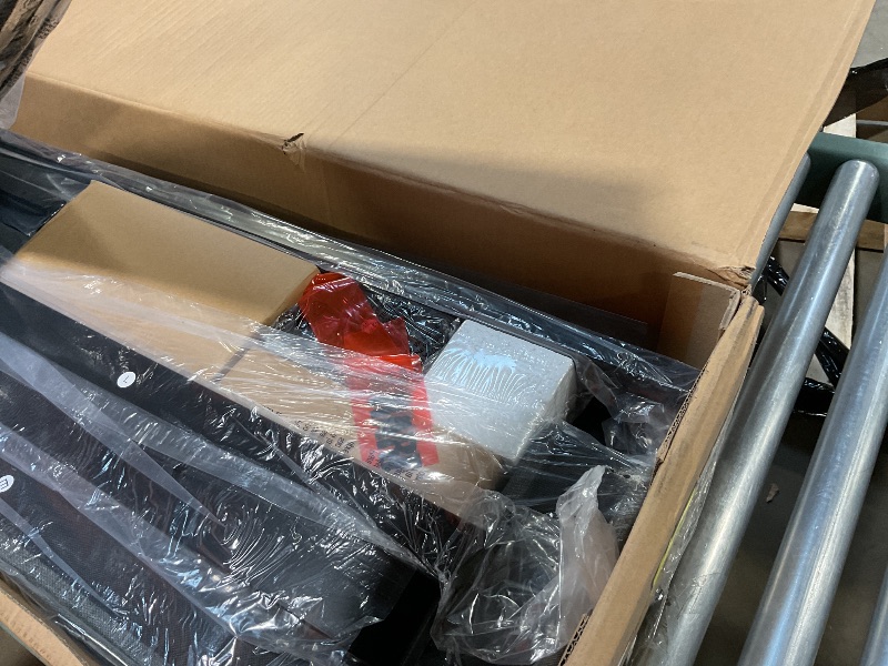 Photo 1 of Driftalia LED King Size Bed Frame with 2 Storage Drawers, Upholstered King Bed Frame with Headboard and Charging Station, No Box Spring Needed, Easy to Assembly-Dark Grey