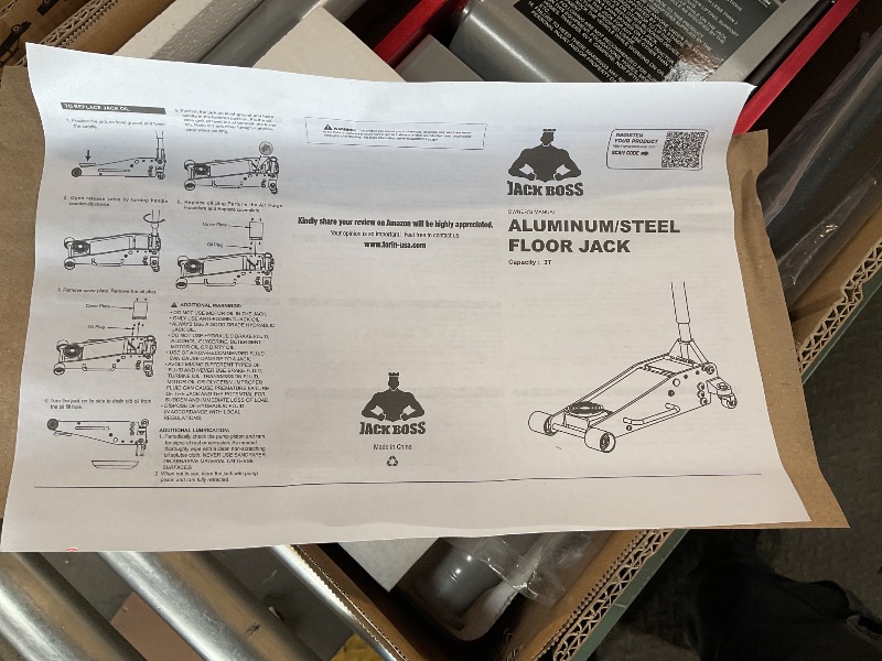 Photo 3 of 3 Ton Low Profile, Aluminum and Steel Racing Floor Jack with Dual Pistons Quick Lift Pump for Sport Utility Vehicle, Lifting Range 3-15/16" min to 18-5/16" max, Red