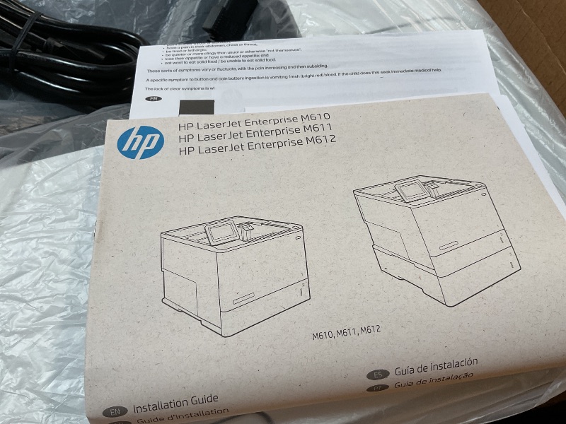 Photo 3 of *FOR PARTS ONLY/ ROLLER IS BROKEN* HP LaserJet Enterprise M611x Black and White Printer with built-in Ethernet, 2-sided printing & extra paper tray (7PS85A) White