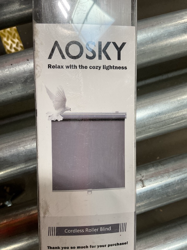 Photo 2 of AOSKY Cordless Roller Shades Blackout Blinds for Windows Room Darkening Rolled Up Shades with Spring System, UV Protection Window Shades Door Blinds for Home and Office (60" W x 72" H,Grey)