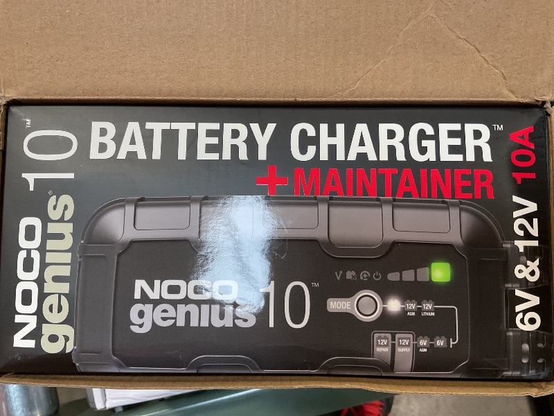 Photo 2 of NOCO GENIUS10, 10A Smart Car Battery Charger, 6V and 12V Automotive Charger, Battery Maintainer, Trickle Charger, Float Charger and Desulfator for Motorcycle, ATV, Lithium and Deep Cycle Batteries