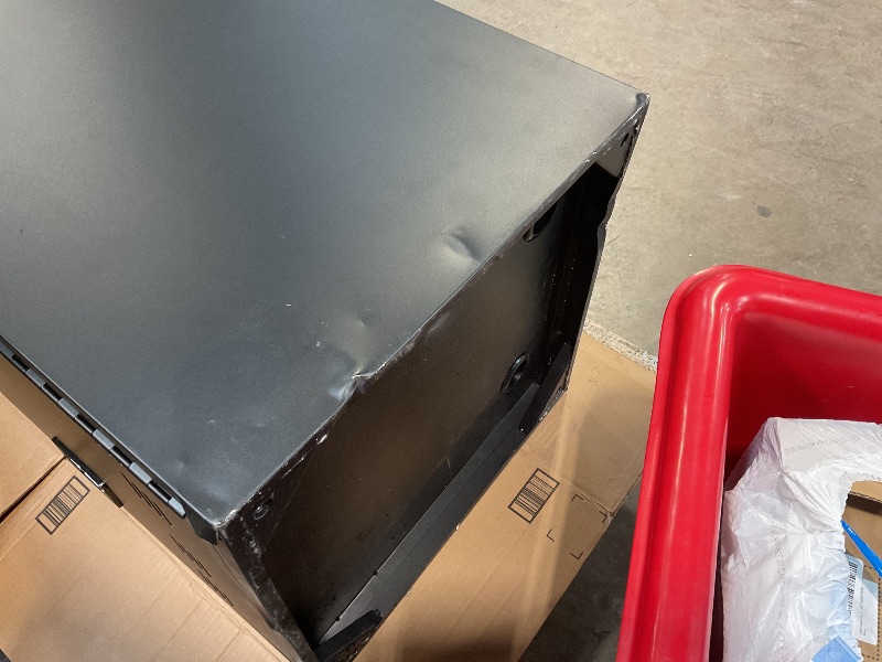Photo 1 of *OUT OF BOX* 
*DENTED* 
32 Devices Mobile Charging Cart and Cabinet for Tablets Laptops & iPad up to 16.3" Screen Size, Fast Charging, Security Storage, Easy Use,for Classroom, Office, Black