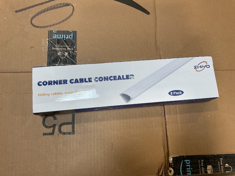 Photo 1 of 136in Corner Cable Concealer, Large Corner Cord Hider, Wire Covers for Cords, Paintable Corner Cord Cover, Cable Management Channel Cable Raceway for Wall, Floor Baseboard, Ceiling -8 X L17in
