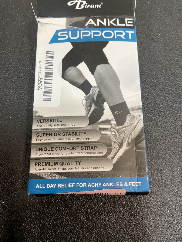 Photo 2 of ABIRAM Ankle Compression Sleeve, Foot Sleeve (1 Pair) with strap, Ankle Brace for Sprained Foot, Ankle Support, Plantar Fasciitis Relief Socks, Achilles Tendonitis, Women & Men