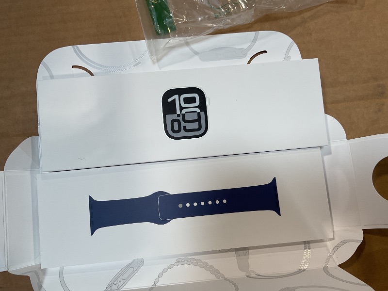 Photo 1 of Apple Watch Series 10 [GPS 42mm case] Smartwatch with Silver Aluminium Case with Denim Sport Band - M/L. Fitness Tracker, ECG App, Always-On Retina Display, Water Resistant