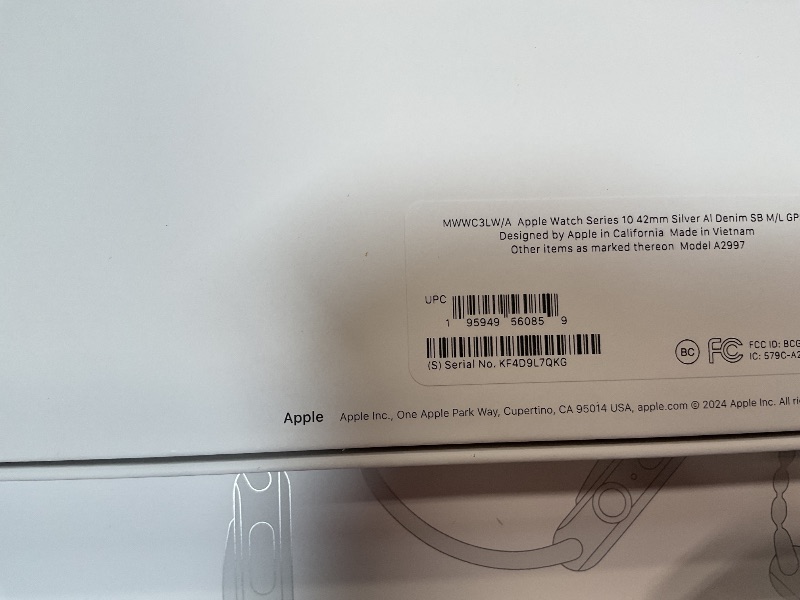 Photo 1 of Apple Watch Series 10 [GPS 42mm case] Smartwatch with Silver Aluminium Case with Denim Sport Band - M/L. Fitness Tracker, ECG App, Always-On Retina Display, Water Resistant