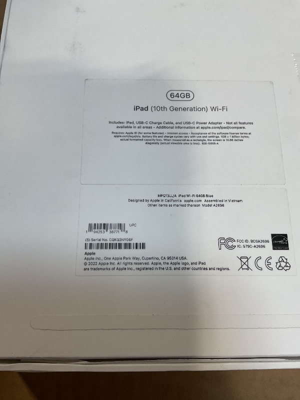 Photo 3 of Apple iPad (10th Generation): with A14 Bionic chip, 10.9-inch Liquid Retina Display, 64GB, Wi-Fi 6, 12MP front/12MP Back Camera, Touch ID, All-Day Battery Life – Blue