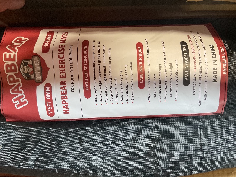 Photo 1 of HAPBEAR Extra Large Exercise Mat-7'x5'x8mm(1/3 inch), Non-Slip, Ultra Durable, Thick Workout Mats for Home Gym Flooring Cardio, Yoga Mats for Fitness, High-Density Exercise Mat, Shoes-Friendly