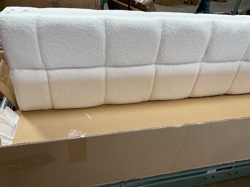 Photo 5 of **ONLY BOX 1 OF 2** DHP Rose Upholstered Platform Bed with Button Tufted Headboard and Footboard, No Box Spring Needed, QUEEN WHITE 